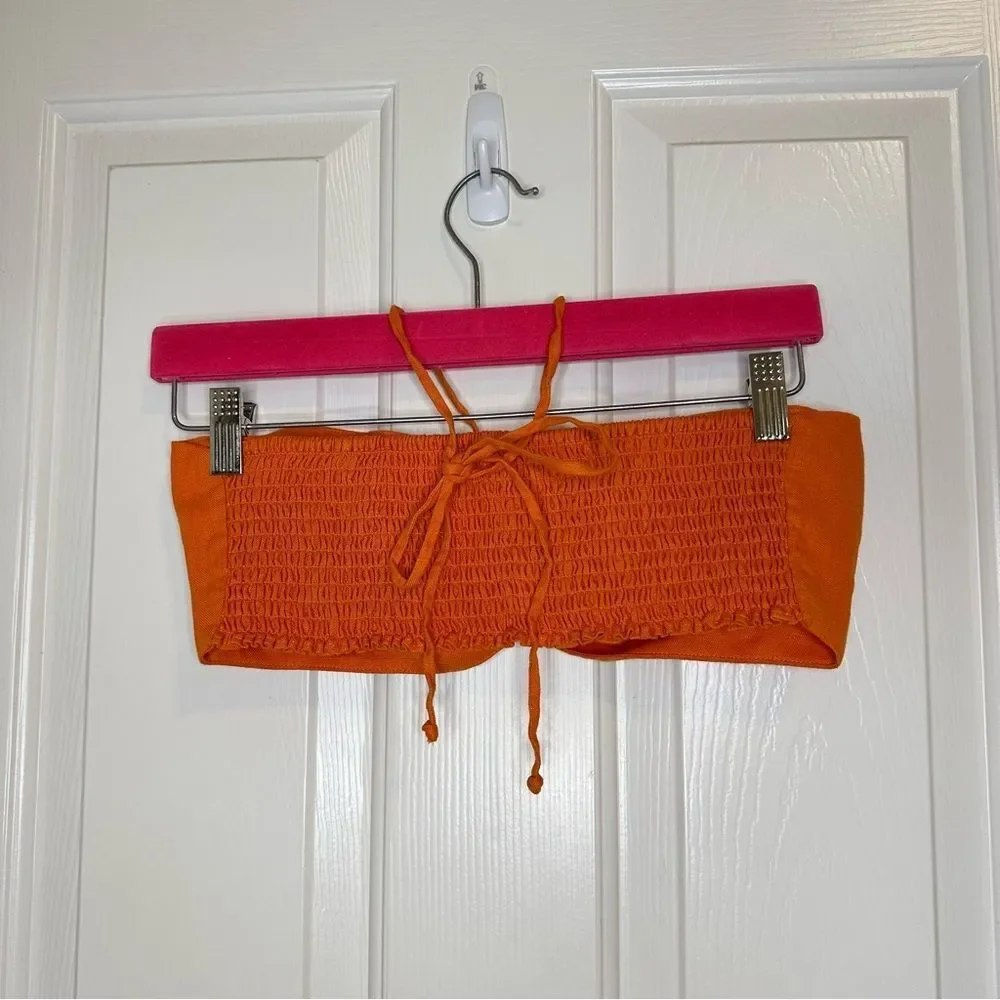 Reformation Citrus Orange 100% Linen Isabel 2 Piece Outfit Sz 4 Coastal Cruise